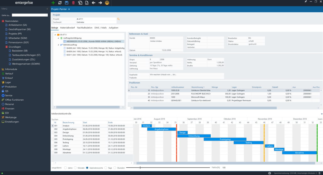 Projektmanagement ERP Modul